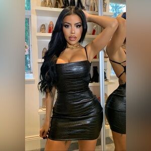 BRAND NEW Fashion Nova True Icon Faux Leather Mini Dress - Black